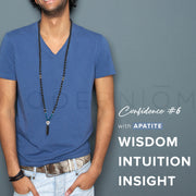 Male with Apatite necklace for wisdom, intuition, and insight